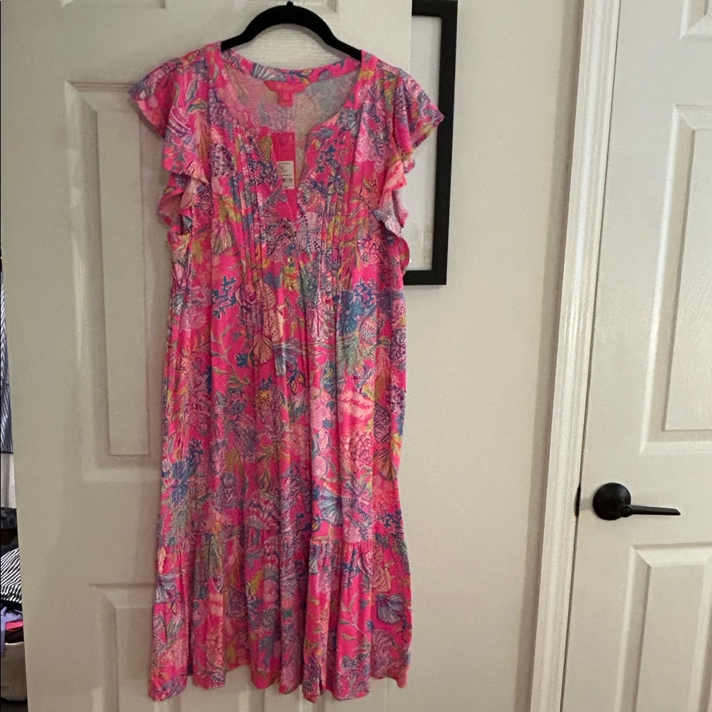 Lily Pulitzer Golda Flutter Dress. Pink Isle - NWT